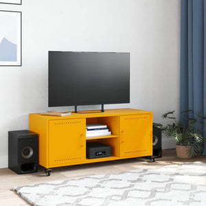 Senfgelber TV-Schrank aus Stahl