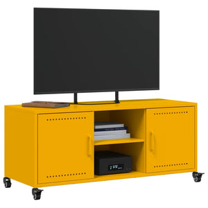 Senfgelber TV-Schrank aus Stahl