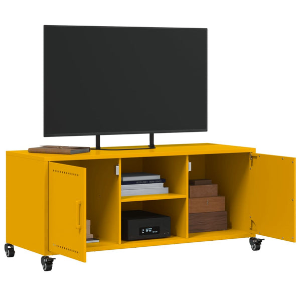 Senfgelber TV-Schrank aus Stahl