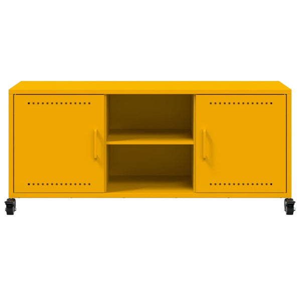 Senfgelber TV-Schrank aus Stahl