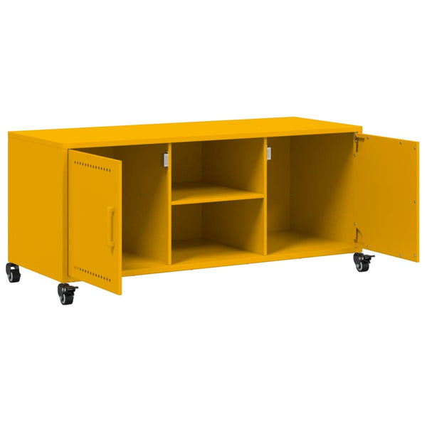 Senfgelber TV-Schrank aus Stahl