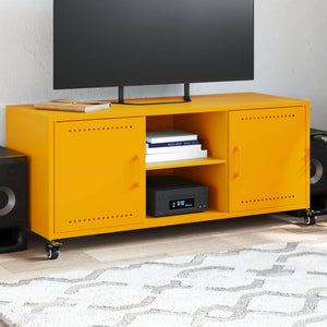 Senfgelber TV-Schrank aus Stahl