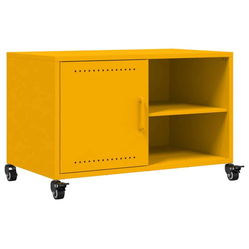 vidaXL Meuble TV moutarde 68x39x43,5 cm acier