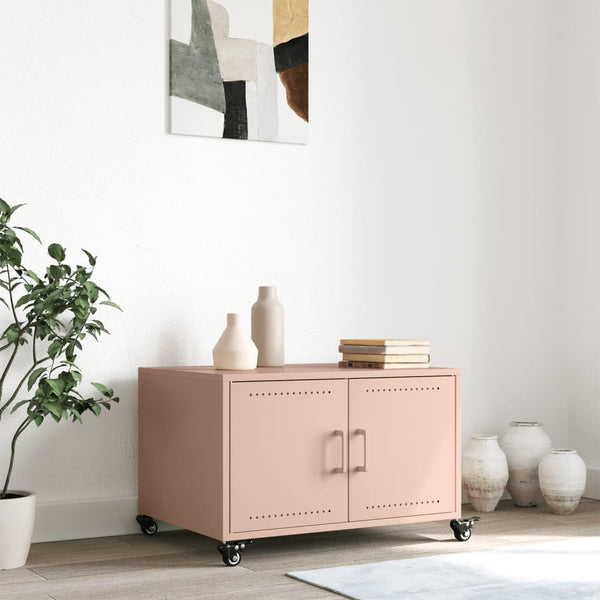 vidaXL Table basse rose 68x50x43,5 cm acier