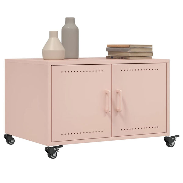 vidaXL Table basse rose 68x50x43,5 cm acier
