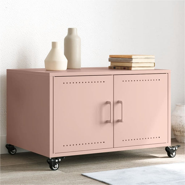 vidaXL Table basse rose 68x50x43,5 cm acier