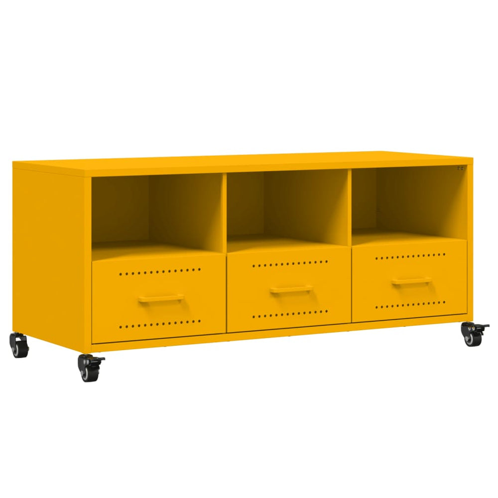 Senfgelber TV-Schrank aus Stahl