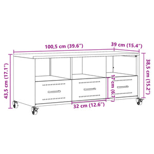 Senfgelber TV-Schrank aus Stahl