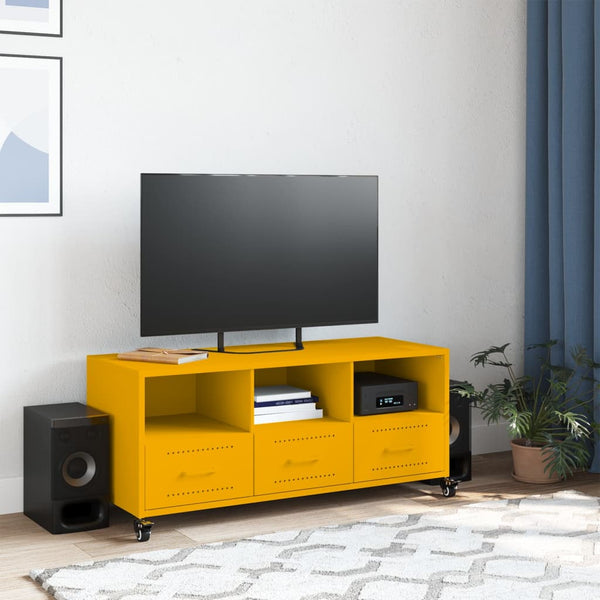 Senfgelber TV-Schrank aus Stahl