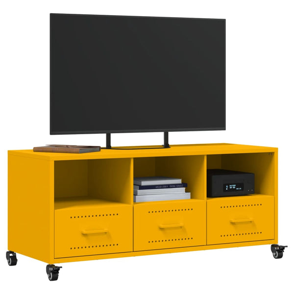 Senfgelber TV-Schrank aus Stahl