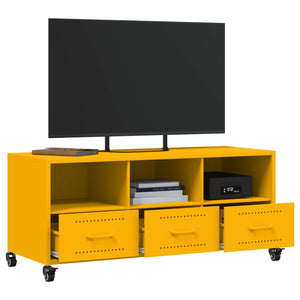 Senfgelber TV-Schrank aus Stahl