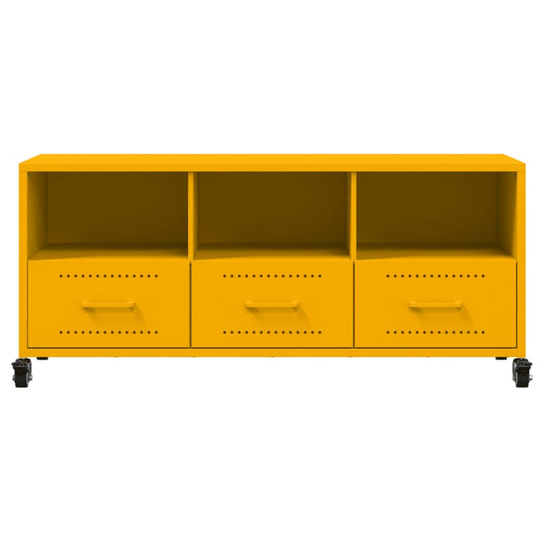Senfgelber TV-Schrank aus Stahl