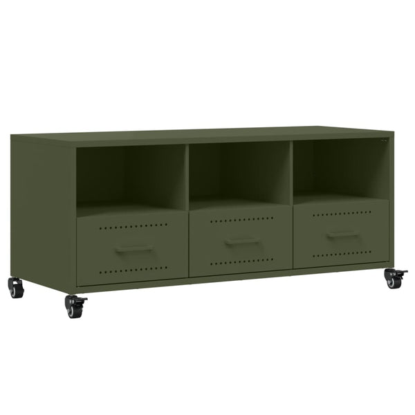 Olivgrüner TV-Schrank aus Stahl