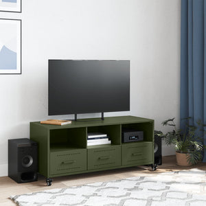 Olivgrüner TV-Schrank aus Stahl
