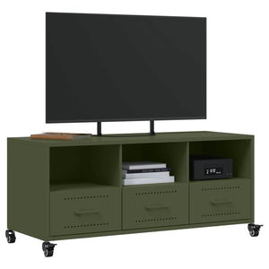 Olivgrüner TV-Schrank aus Stahl