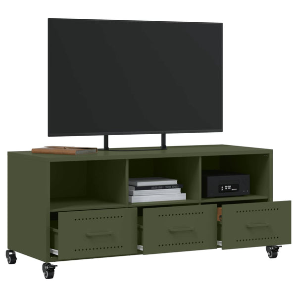 Olivgrüner TV-Schrank aus Stahl