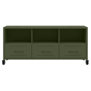 Olivgrüner TV-Schrank aus Stahl