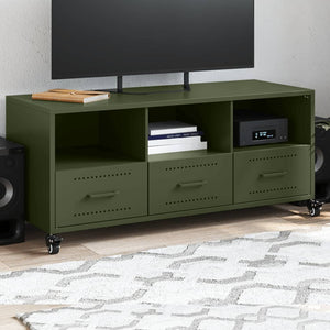 Olivgrüner TV-Schrank aus Stahl
