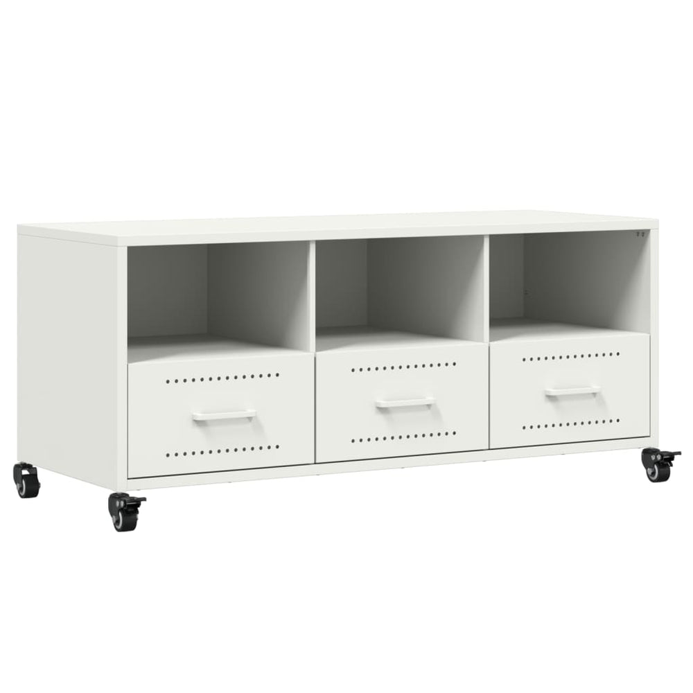 Weißer TV-Schrank aus Stahl, 100,5 cm