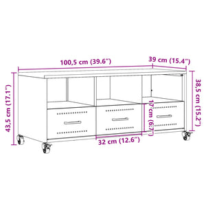 Weißer TV-Schrank aus Stahl, 100,5 cm