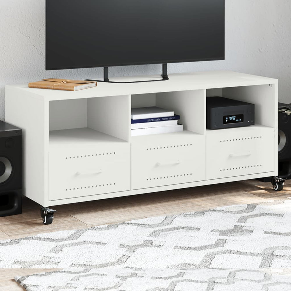 Weißer TV-Schrank aus Stahl, 100,5 cm