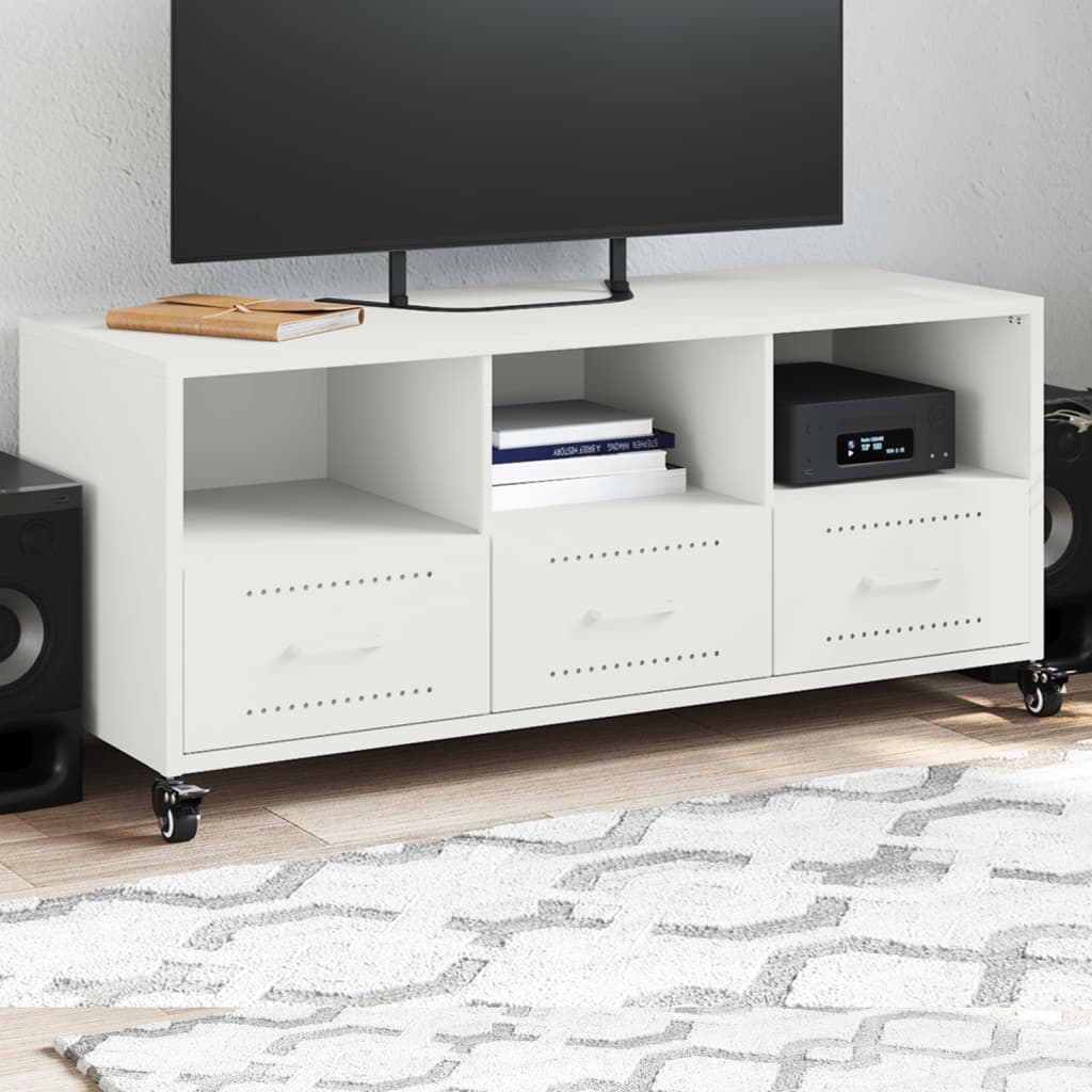 Weißer TV-Schrank aus Stahl, 100,5 cm