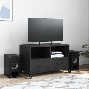 Schwarzer TV-Schrank aus Stahl – 68 cm
