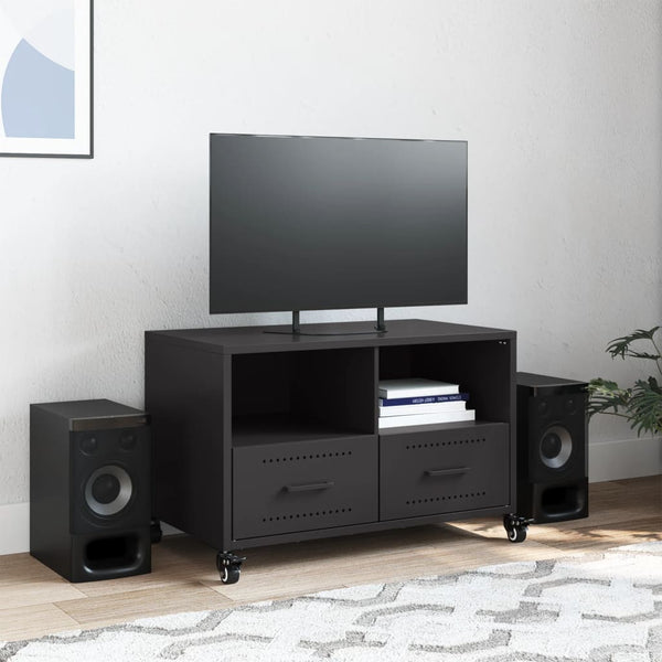 Schwarzer TV-Schrank aus Stahl – 68 cm