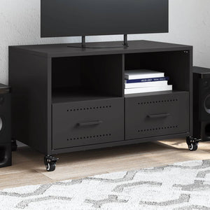 Schwarzer TV-Schrank aus Stahl – 68 cm