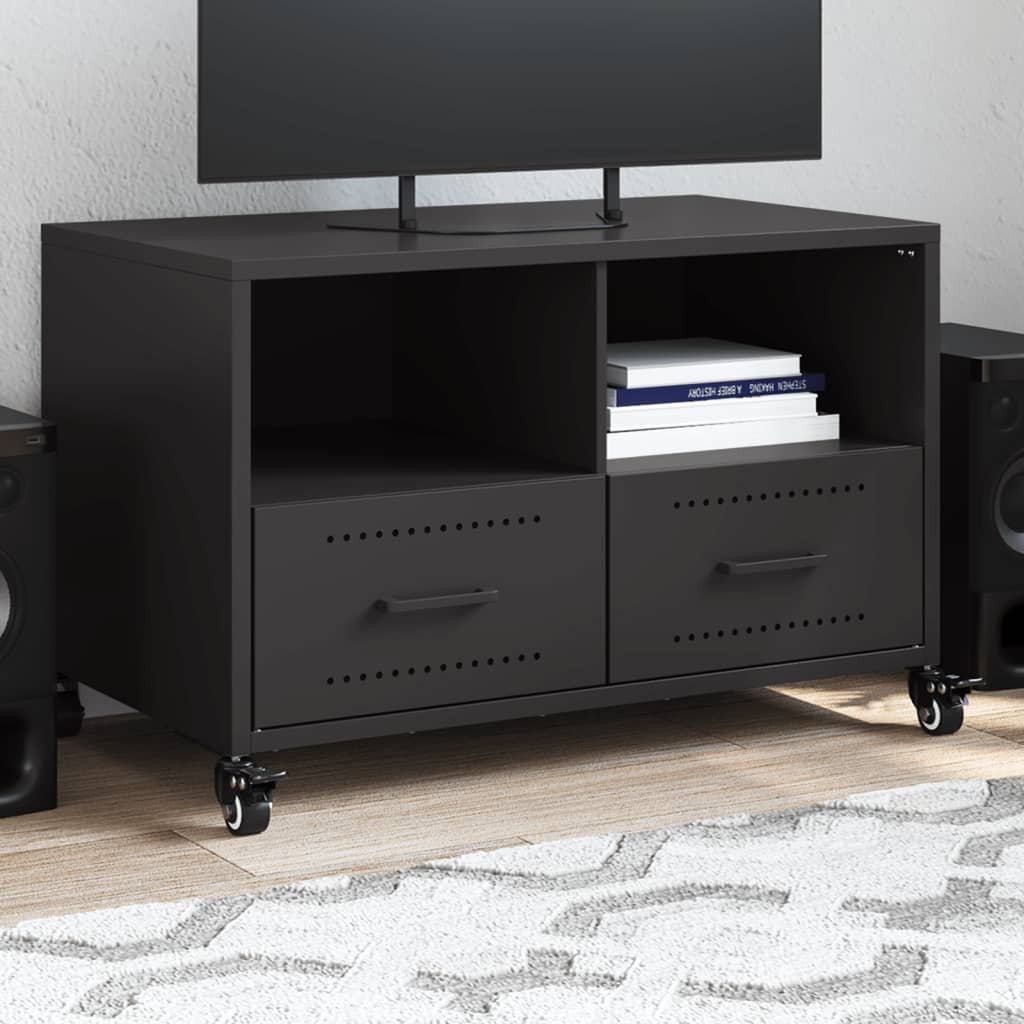 Schwarzer TV-Schrank aus Stahl – 68 cm