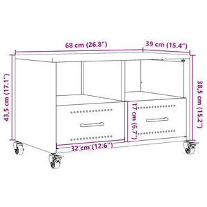 Olivgrüner TV-Schrank aus Stahl, 68 cm