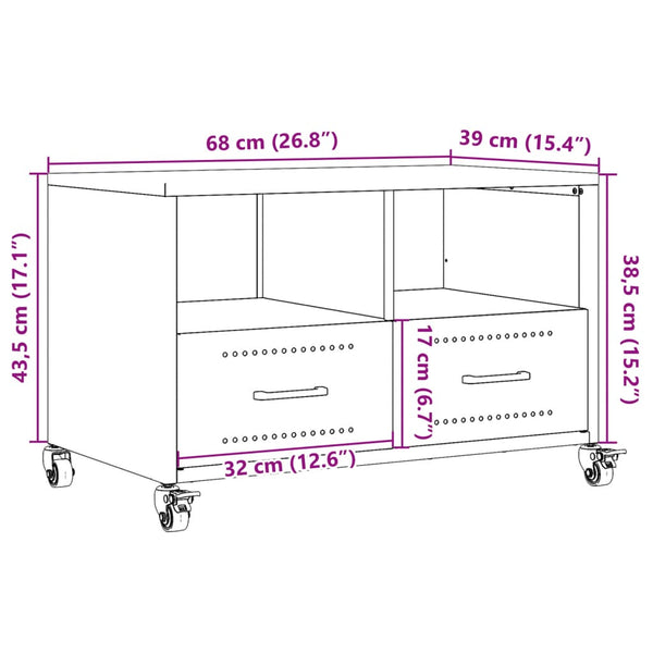 Olivgrüner TV-Schrank aus Stahl, 68 cm