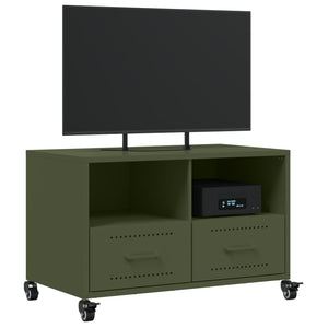 Olivgrüner TV-Schrank aus Stahl, 68 cm