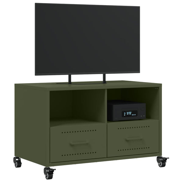 Olivgrüner TV-Schrank aus Stahl, 68 cm
