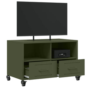 Olivgrüner TV-Schrank aus Stahl, 68 cm