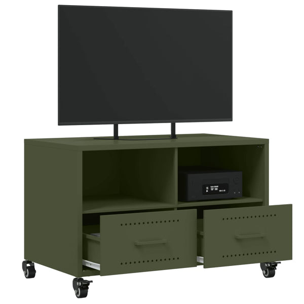 Olivgrüner TV-Schrank aus Stahl, 68 cm