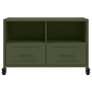 Olivgrüner TV-Schrank aus Stahl, 68 cm