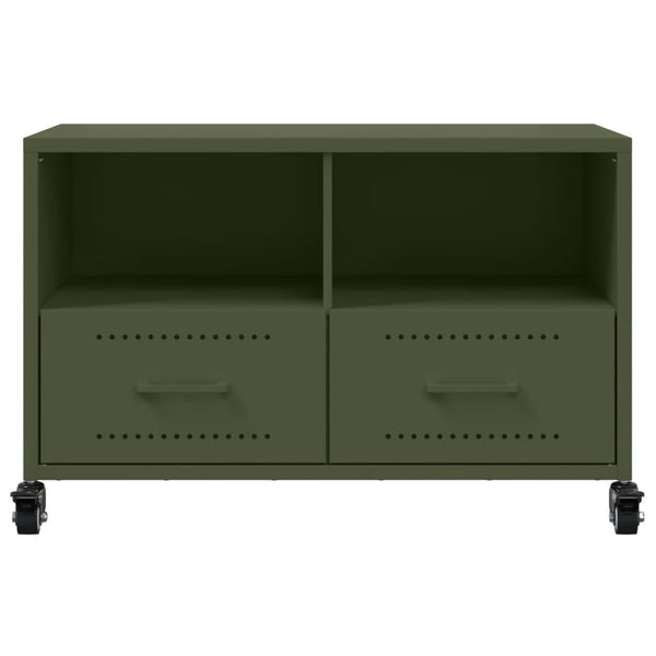 Olivgrüner TV-Schrank aus Stahl, 68 cm