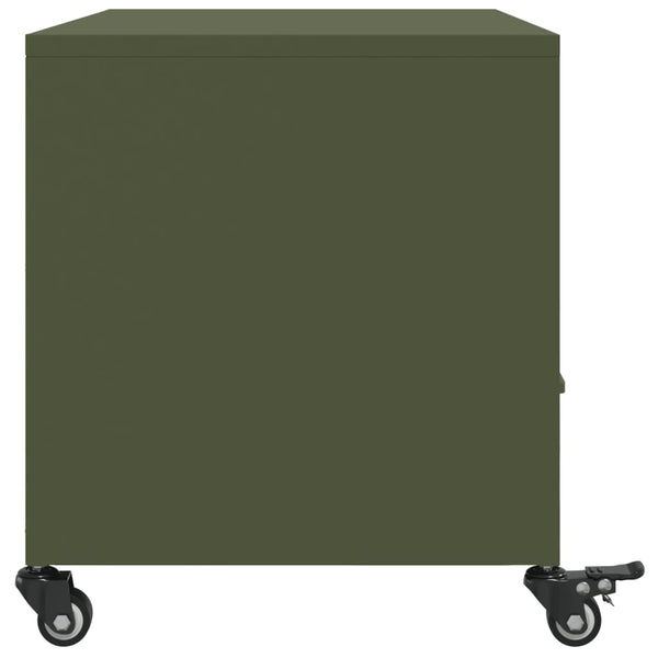 Olivgrüner TV-Schrank aus Stahl, 68 cm