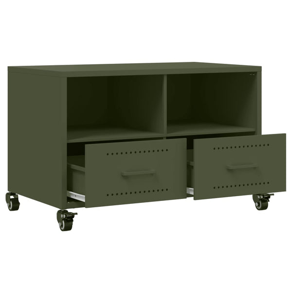 Olivgrüner TV-Schrank aus Stahl, 68 cm