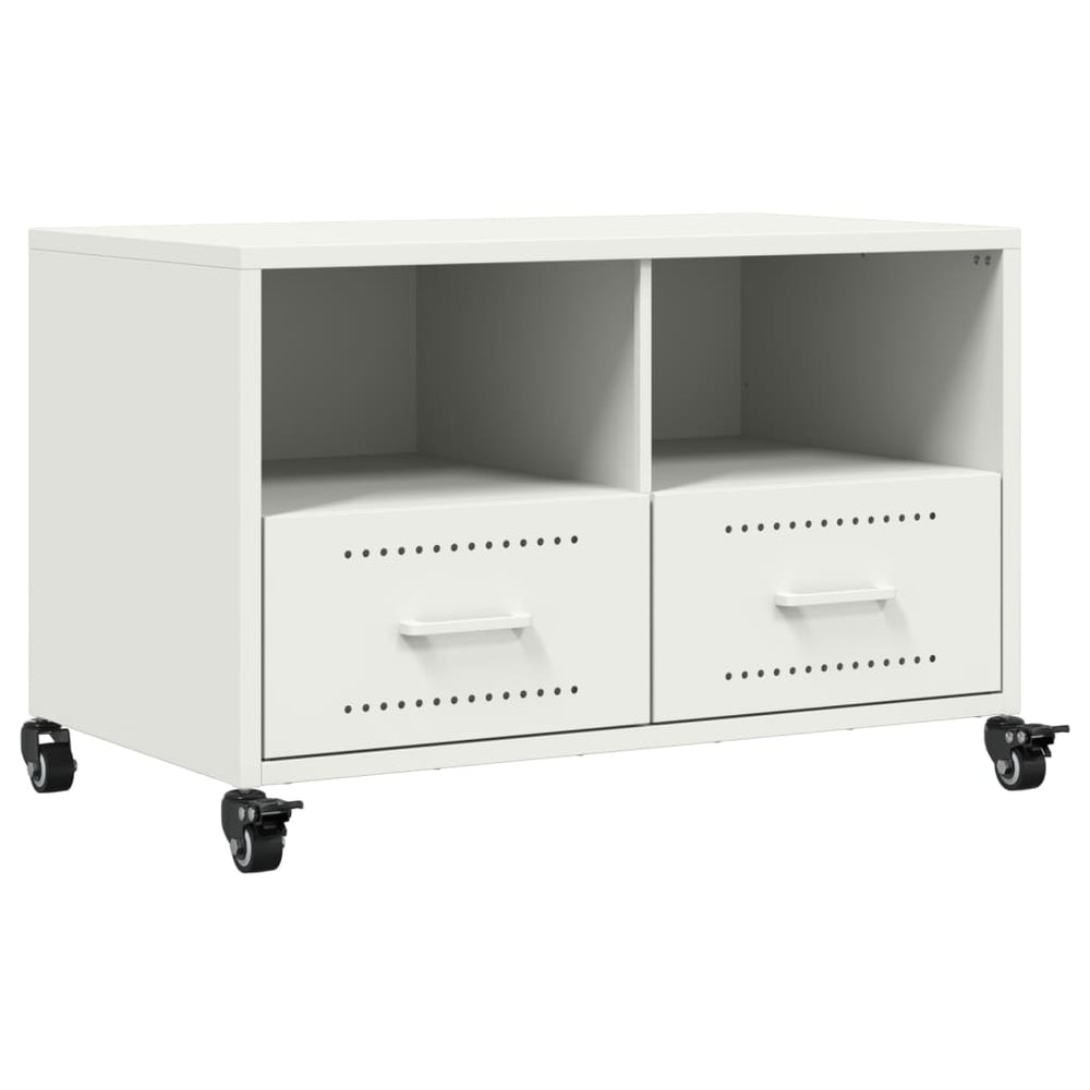 vidaXL Meuble TV blanc 68 x 39 x 43,5 cm acier