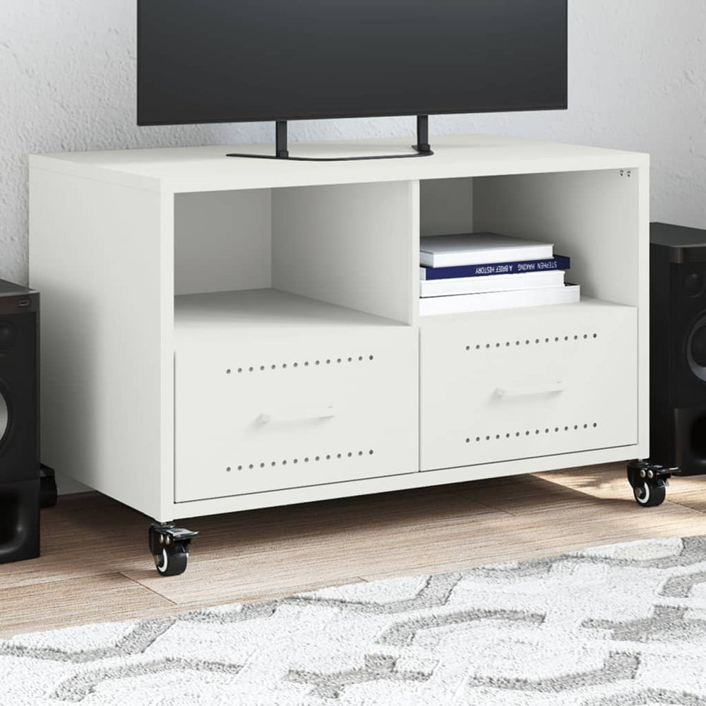 vidaXL Meuble TV blanc 68 x 39 x 43,5 cm acier