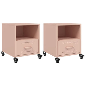 Nachttische 2er Set Rosa Stahl