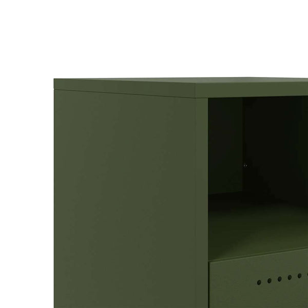 Olivgrüner Nachttisch aus Stahl