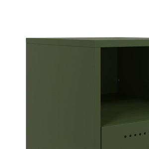 Olivgrüne Nachttische, 2er-Set