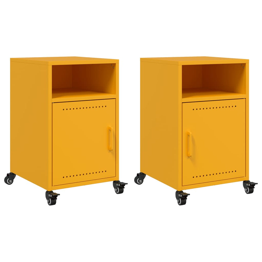 Senfgelbe Nachttische, 2er Set