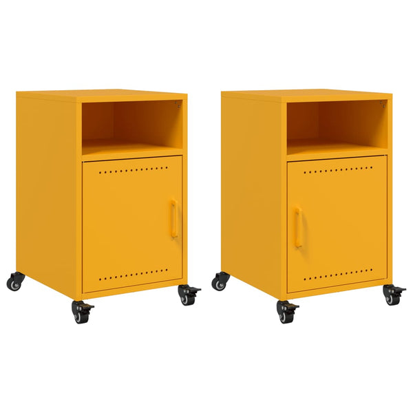Senfgelbe Nachttische, 2er Set