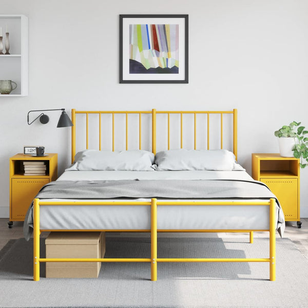 Senfgelbe Nachttische, 2er Set