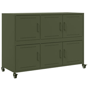 Olivgrünes Stahl Sideboard, 100,5 cm
