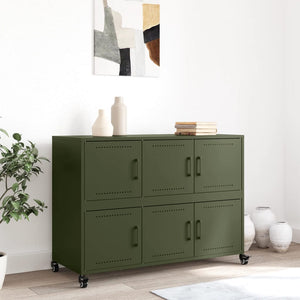 Olivgrünes Stahl Sideboard, 100,5 cm
